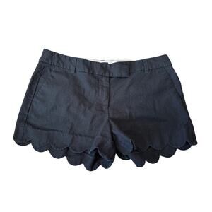 J. CREW size women's Black Linen/Cotton Blend size 14; shorts, Scalloped  hem